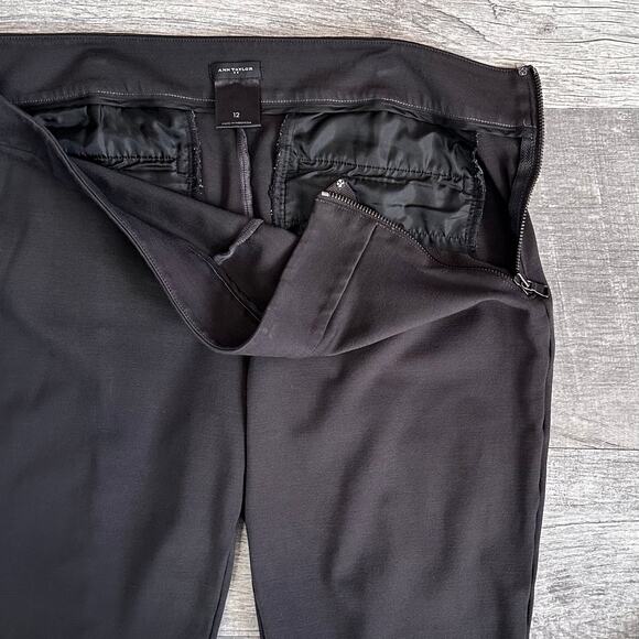 Ann Taylor Side Zip Knit Ankle Pant Womens 12 (34.5X27) High Rise Black Stretch - Picture 4 of 9
